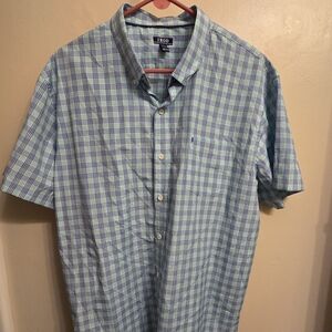 Izod Men's Casual Plaid Short Sleeve Shirt in Blue and Green. 2XL. NWT
